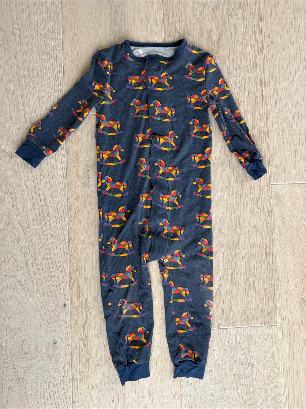 Magnetic Me Navy One-Piece Pajamas with Colorful Fox Print